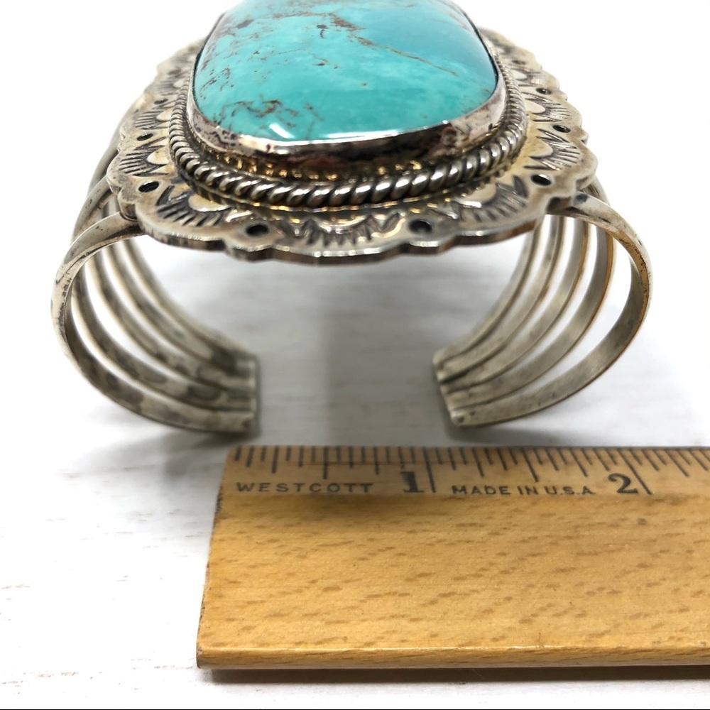 NAVAJO turquoise Sterling silver cuff, 112.7g - Picture 11 of 17